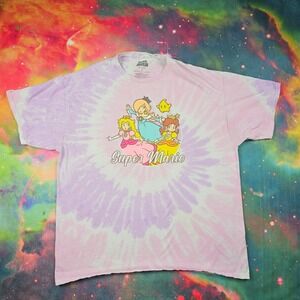 Super Mario Princess Peach Daisy‎ Rosalina Tie Dye T Shirt Womens Large Nintendo